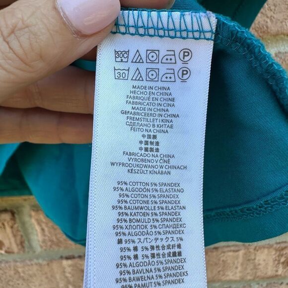 Teal Short Sleeve Collared Top - Picture 5 of 6